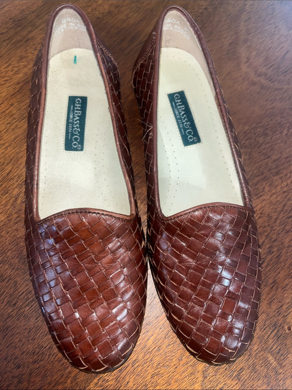 G.H. Bass & Co. Woven Leather Loafers in Brown SZ 5 Made in Brazil 🇧🇷